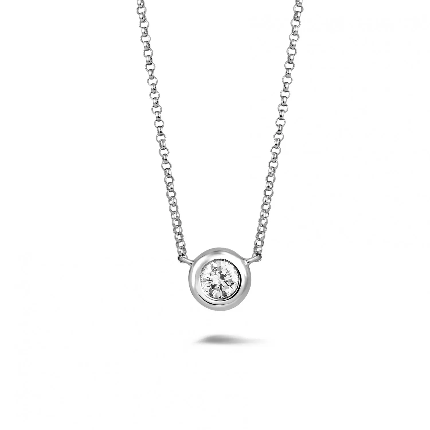 0.70 quilates colgante diamante satélite en oro blanco 