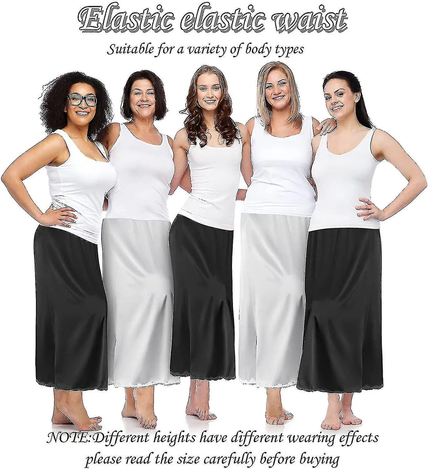 2 Piezas Medio Slip Encaje Largo Underskirt Mujer Satén Medio Slips Para Debajo de los Vestidos Slip