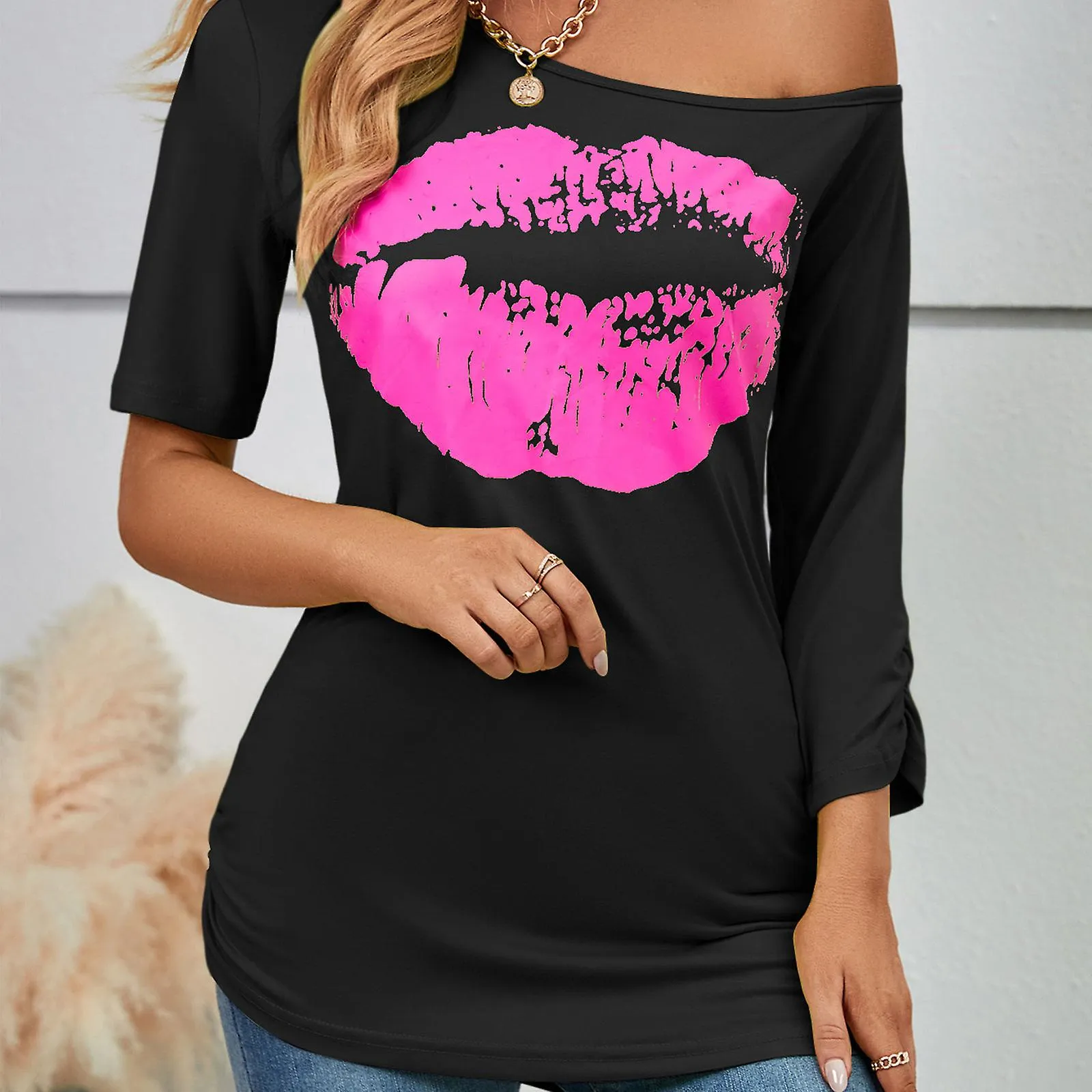 2023 Nuevos atuendos de los 80 Accesorios de disfraces para mujeres, Camiseta con hombros descubiertos Estampado Tutú Diadema Pe