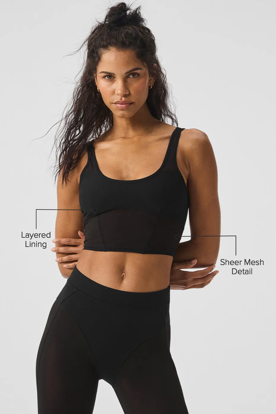 AIRLIFT MESH CROPPED TEMPO TANK  BLACK