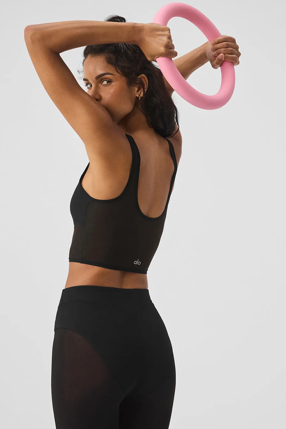 AIRLIFT MESH CROPPED TEMPO TANK  BLACK