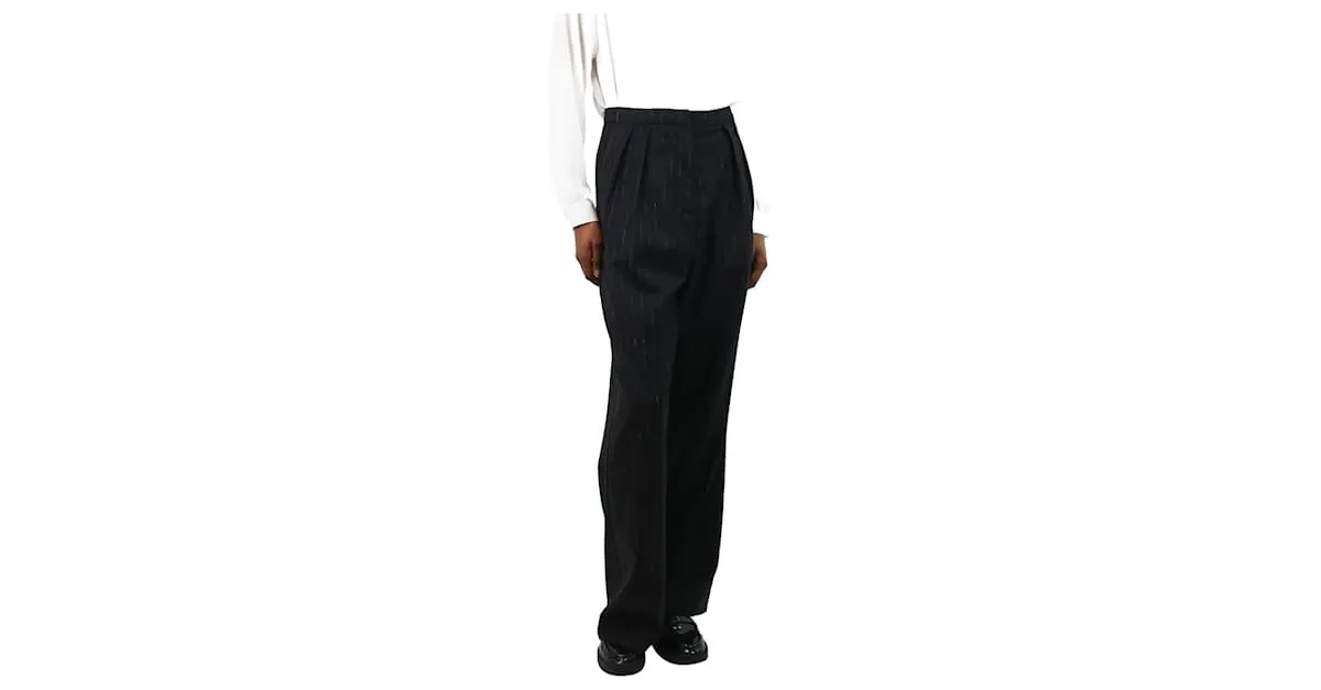 AUTRE MARQUE PANTALóN ANCHO NEGRO DE RAYA DIPLOMáTICA  TALLA FR 34 