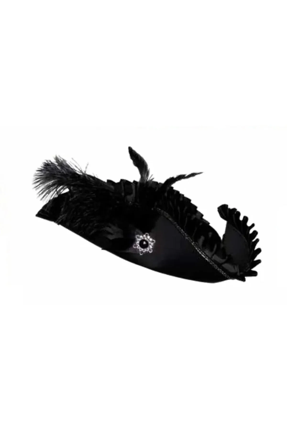 Black Tricorner With Pleated Trim