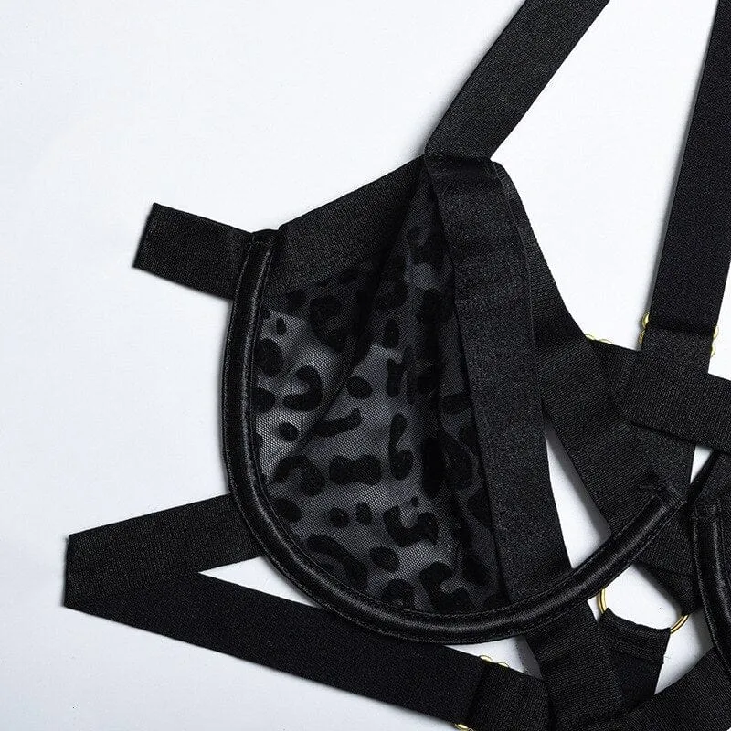 Body de bandas elásticas con estampado de leopardo