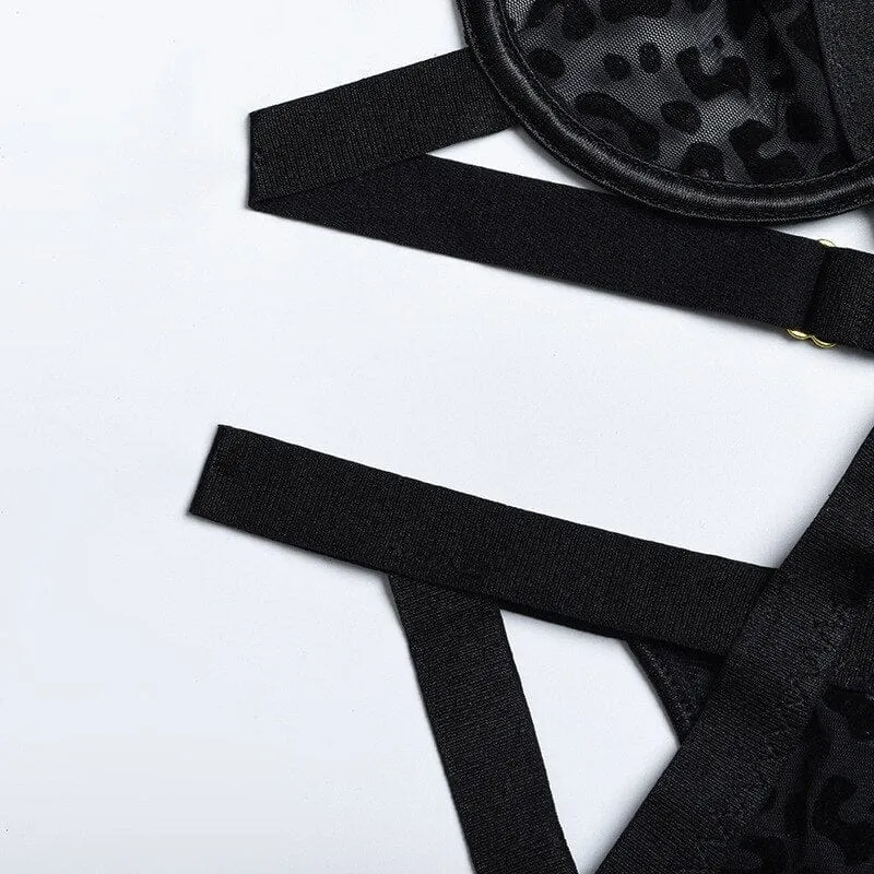 Body de bandas elásticas con estampado de leopardo