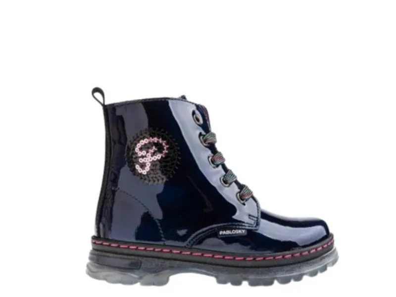BOTA PARA NIÑA CON CORDÓN Y CREMALLERA PABLOSKY AZUL CHAROL 434229