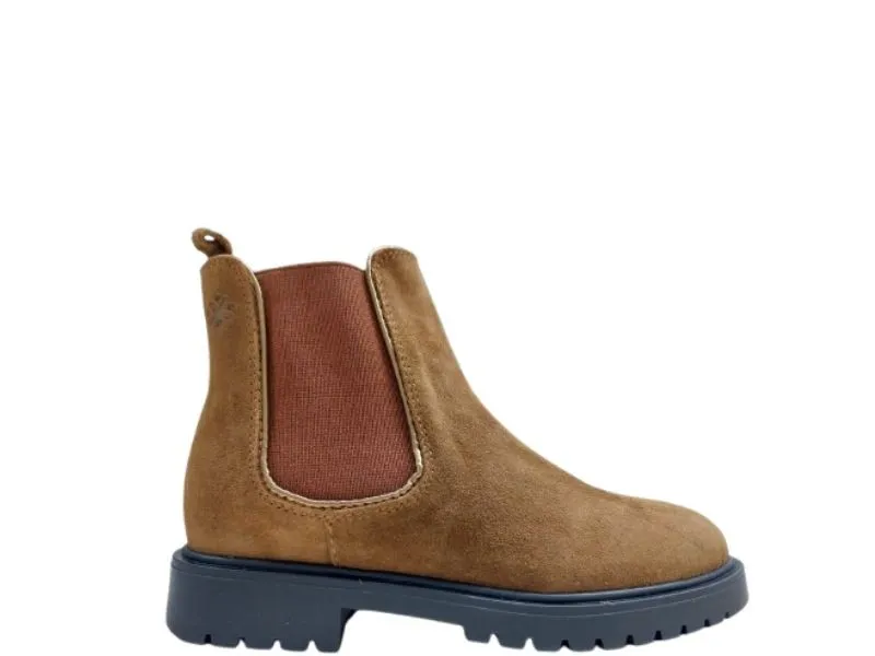 BOTIN DE PIEL SERRAJE PARA NIÑA ACEBOS EN COLOR CUERO 9977SE