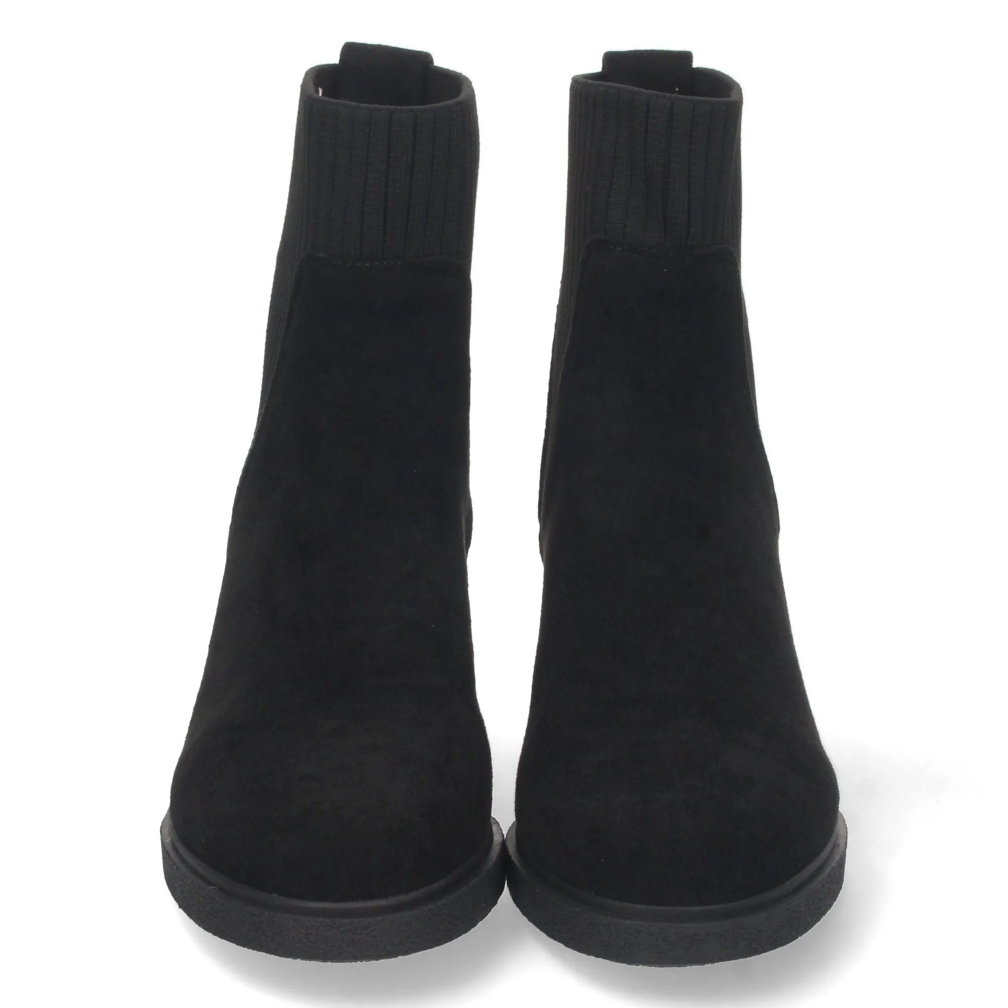 Botines de cuña cierre elástico mujer color negro
