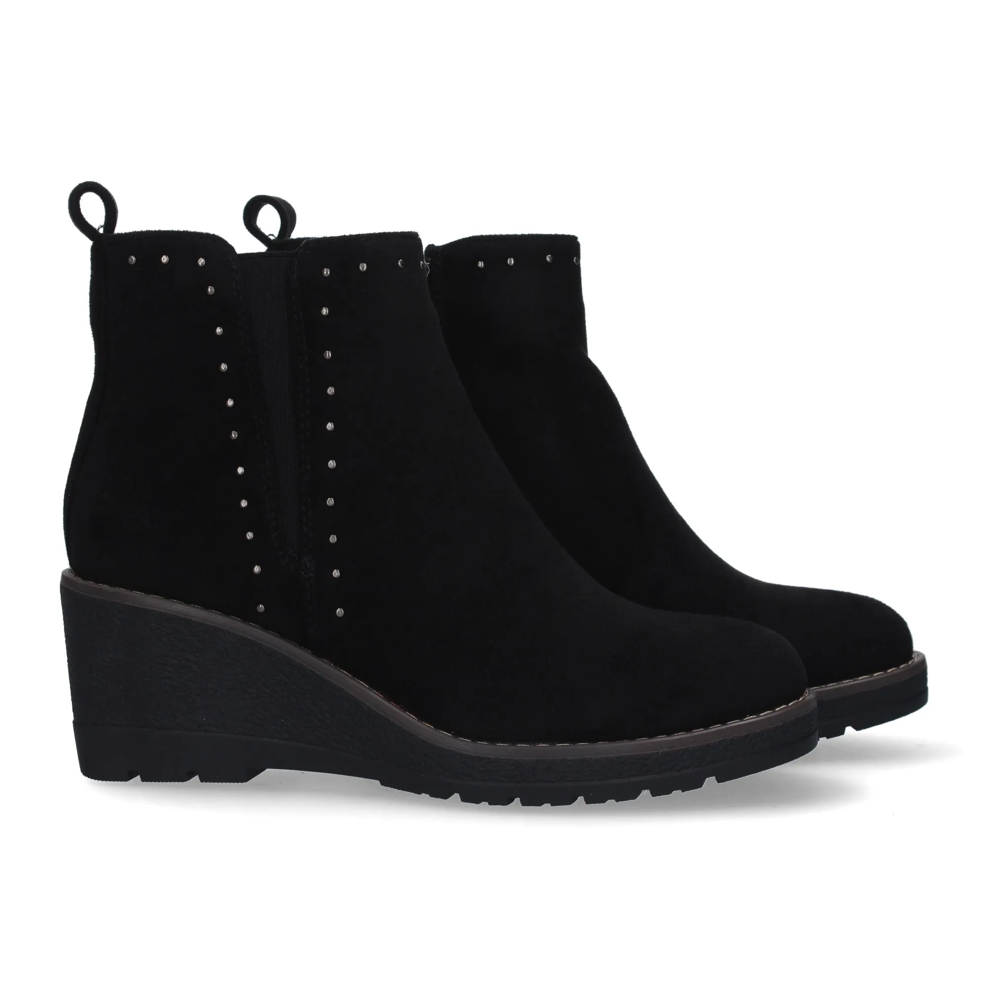 BOTINES DE CUñA CóMODOS CON TACHUELAS PARA MUJER COLOR NEGRO VR3520