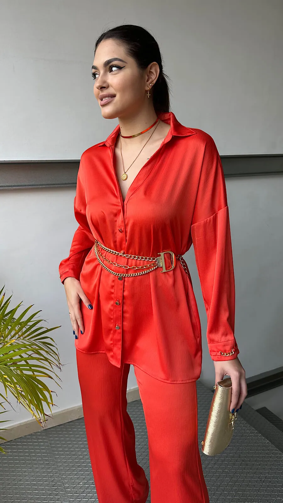 Camisa + Pantalón  Gold Orange Cadena Manga