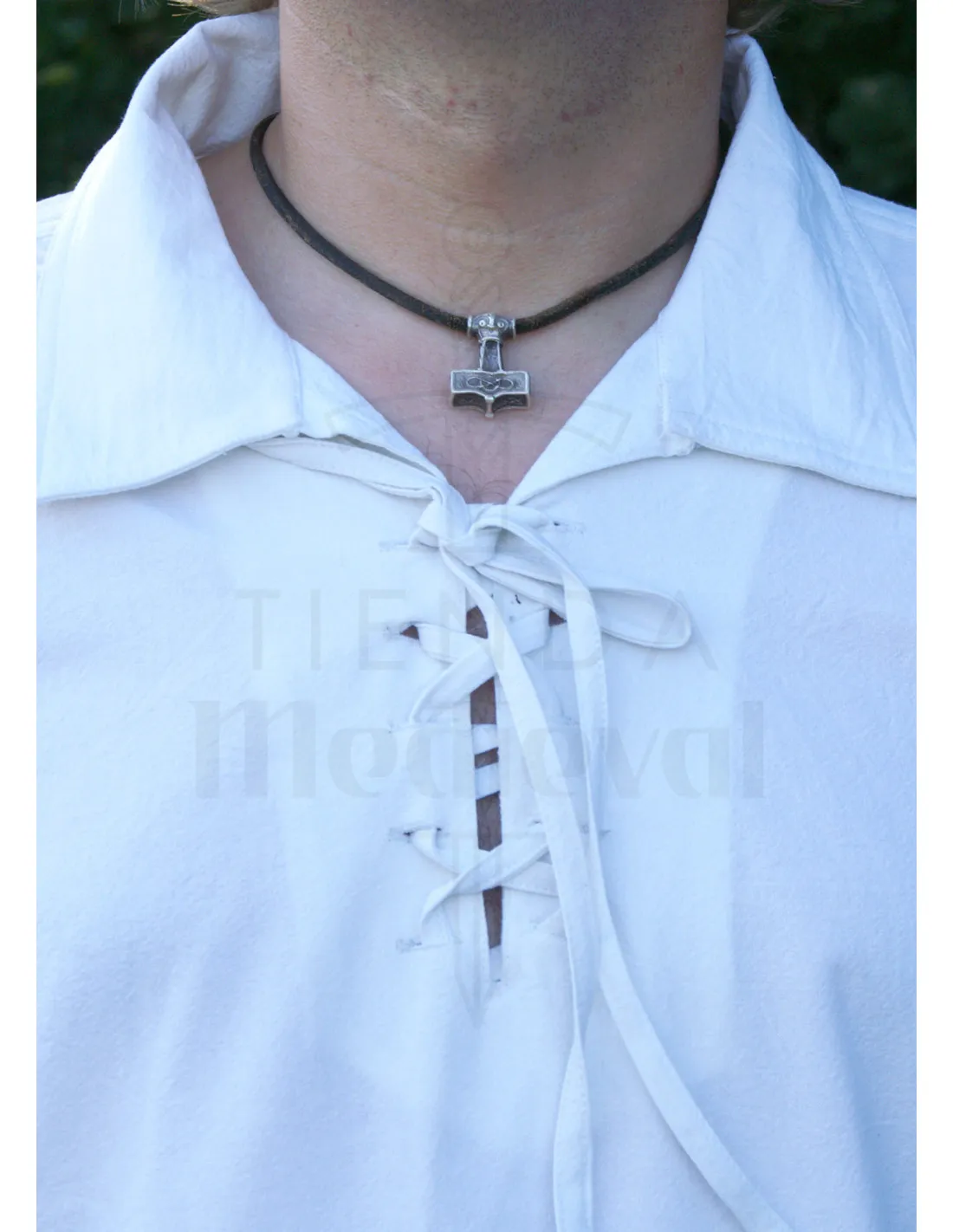 Camisa medieval algodón con cordones color natural