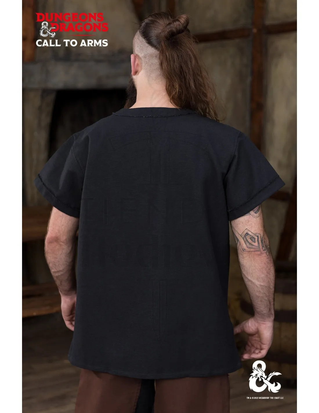 Camisa medieval Bárbara en algodón, color negro