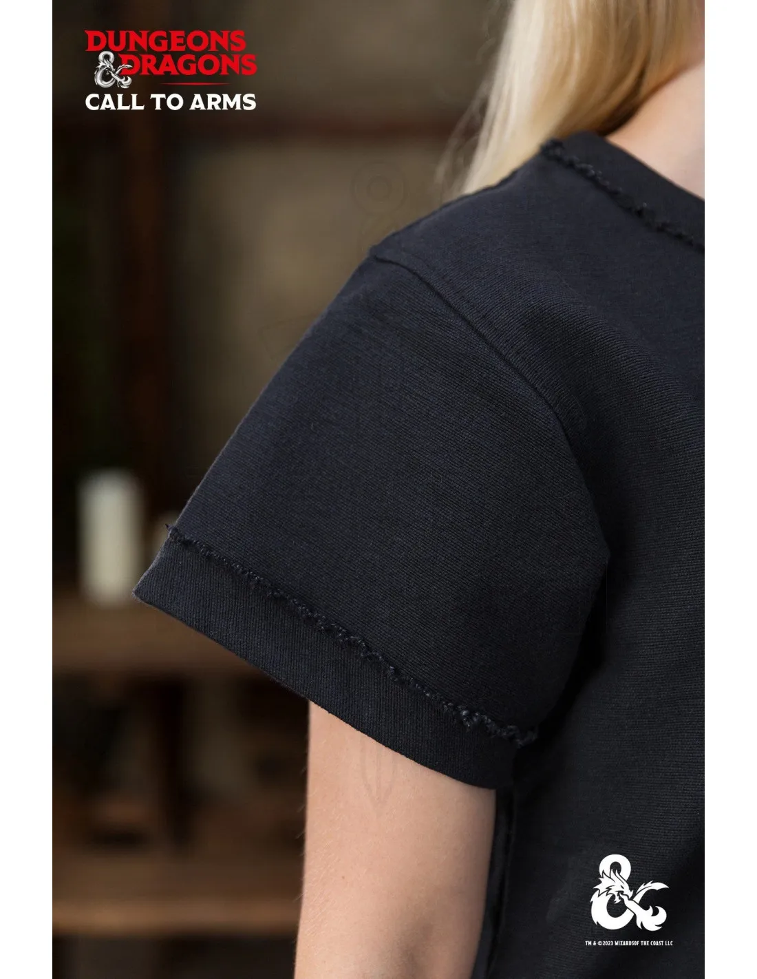 Camisa medieval Bárbara en algodón, color negro