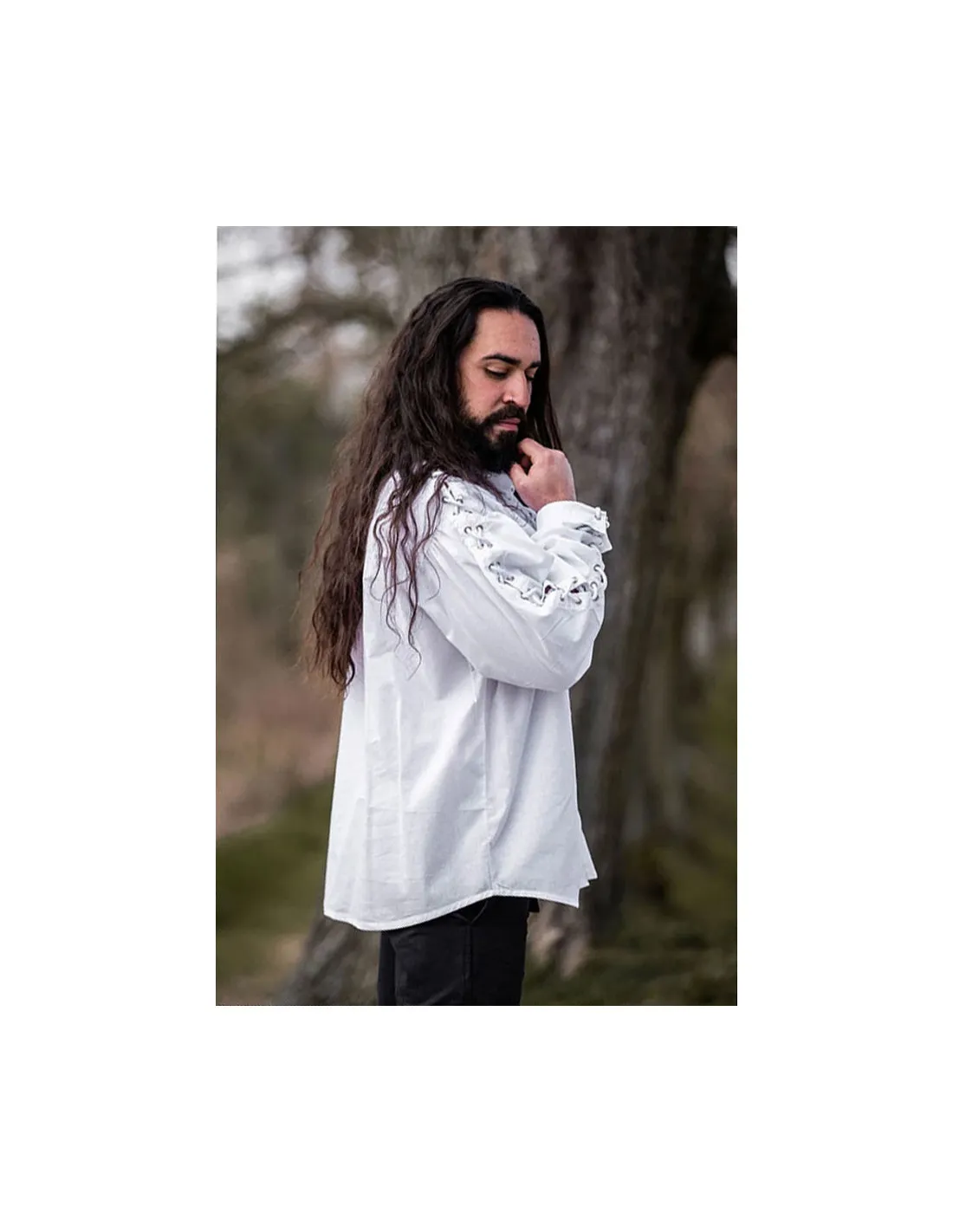 Camisa medieval con lazos modelo Gustavo, color blanco