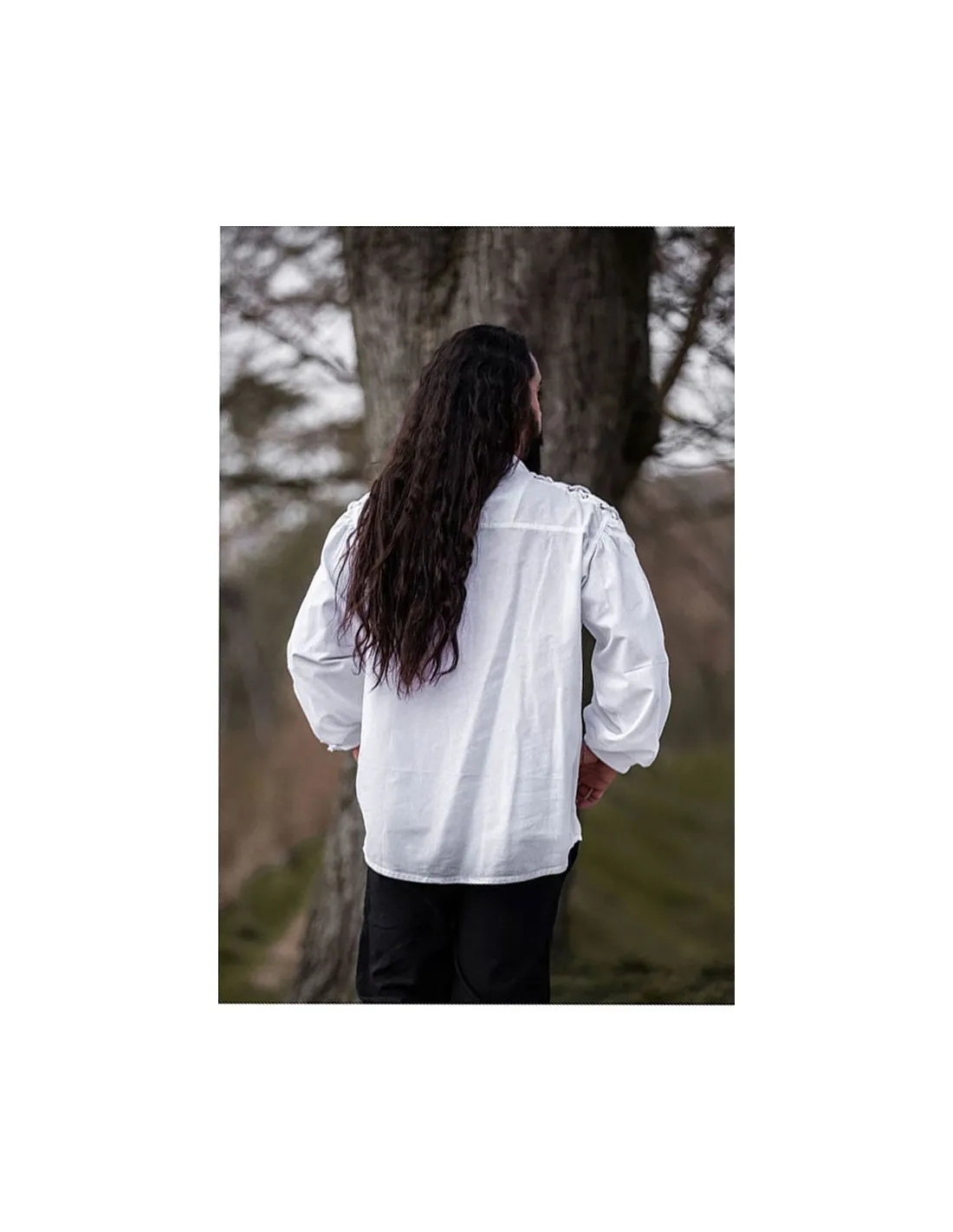 Camisa medieval con lazos modelo Gustavo, color blanco