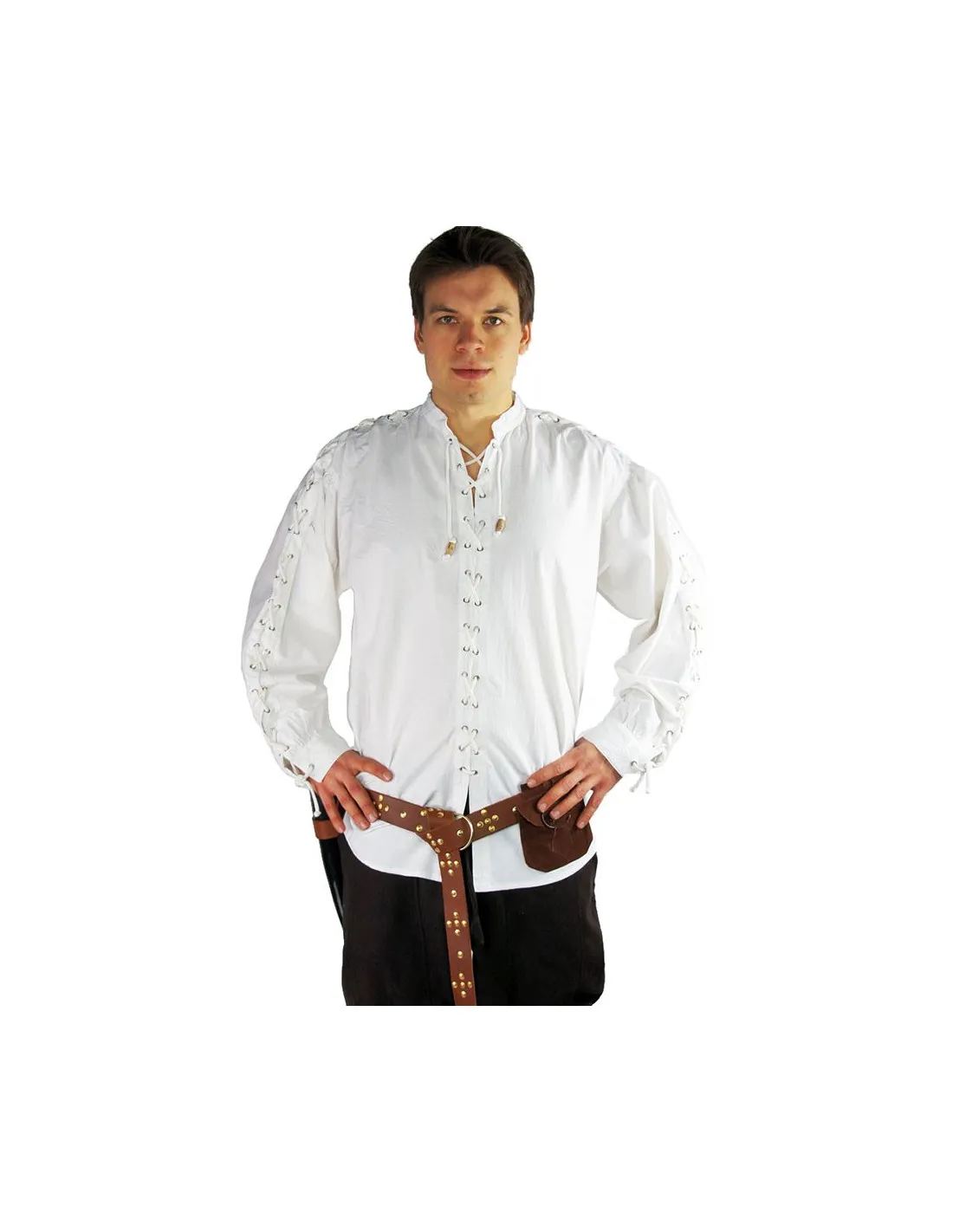 Camisa medieval con lazos modelo Gustavo, color blanco