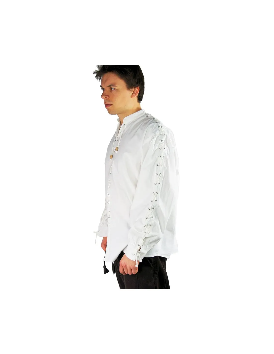 Camisa medieval con lazos modelo Gustavo, color blanco