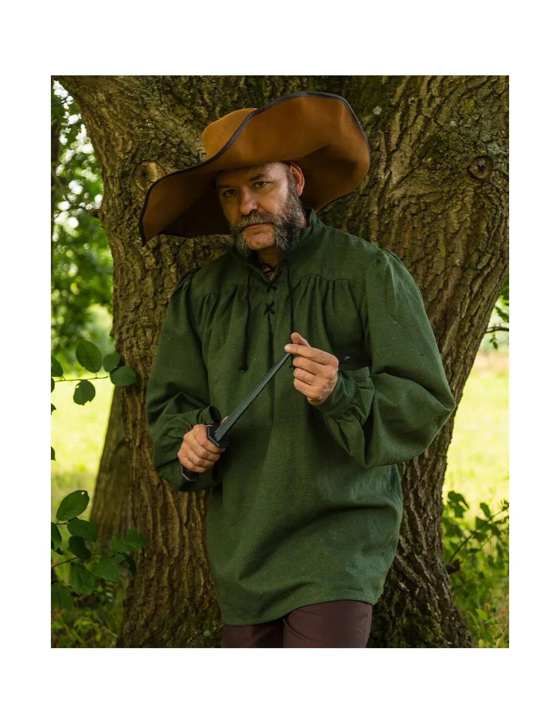 Camisa medieval de lazos modelo Ansgar, color verde