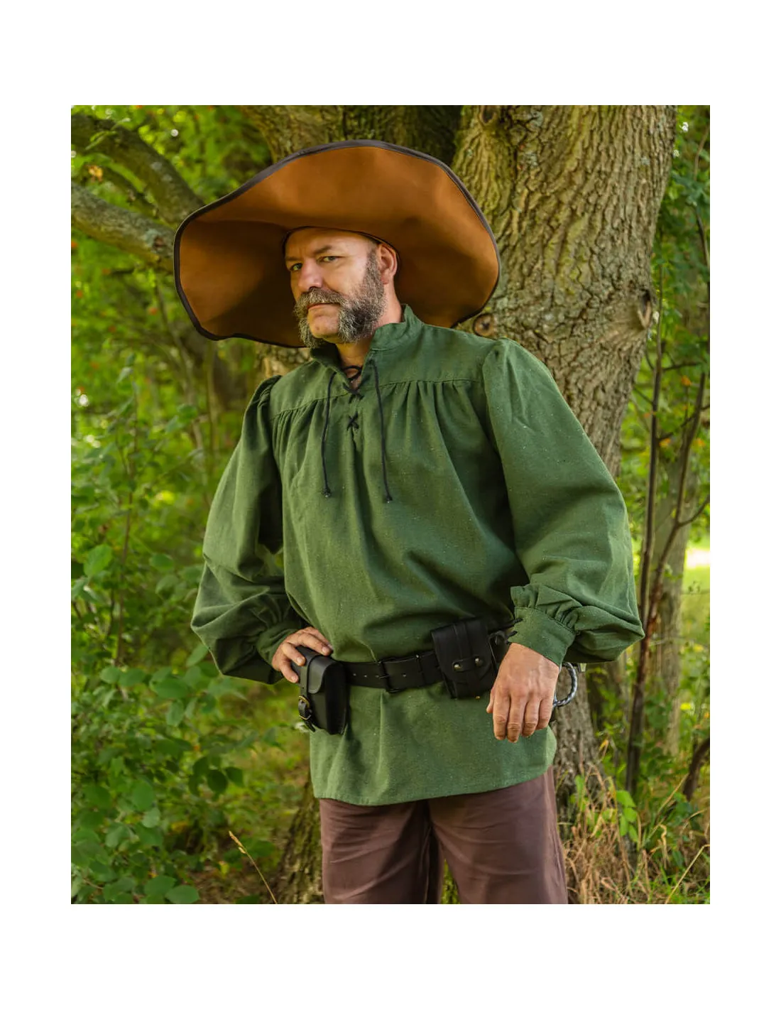 Camisa medieval de lazos modelo Ansgar, color verde
