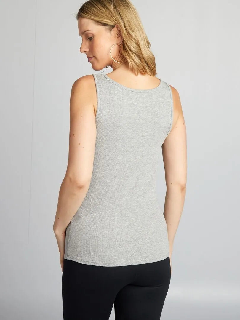 CAMISETA DE CANALé DE LACTANCIA DE TIRANTES  GRIS