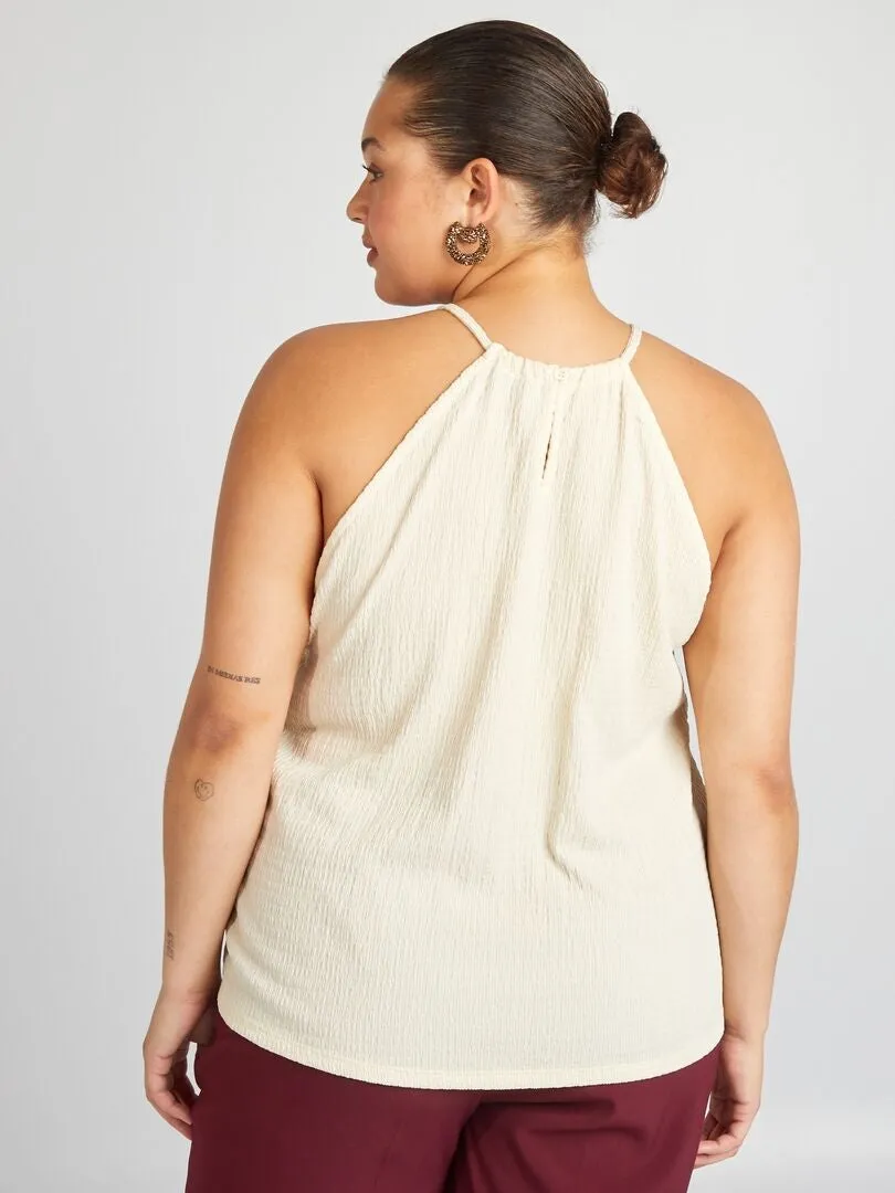 CAMISETA DE TIRANTES DE PUNTO GOFRADO LISO  BLANCO