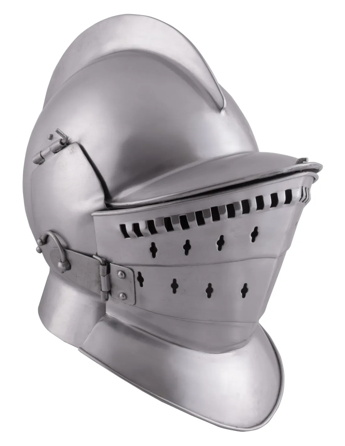 Casco medieval Borgoñota con gorjal, acero 2 mm.