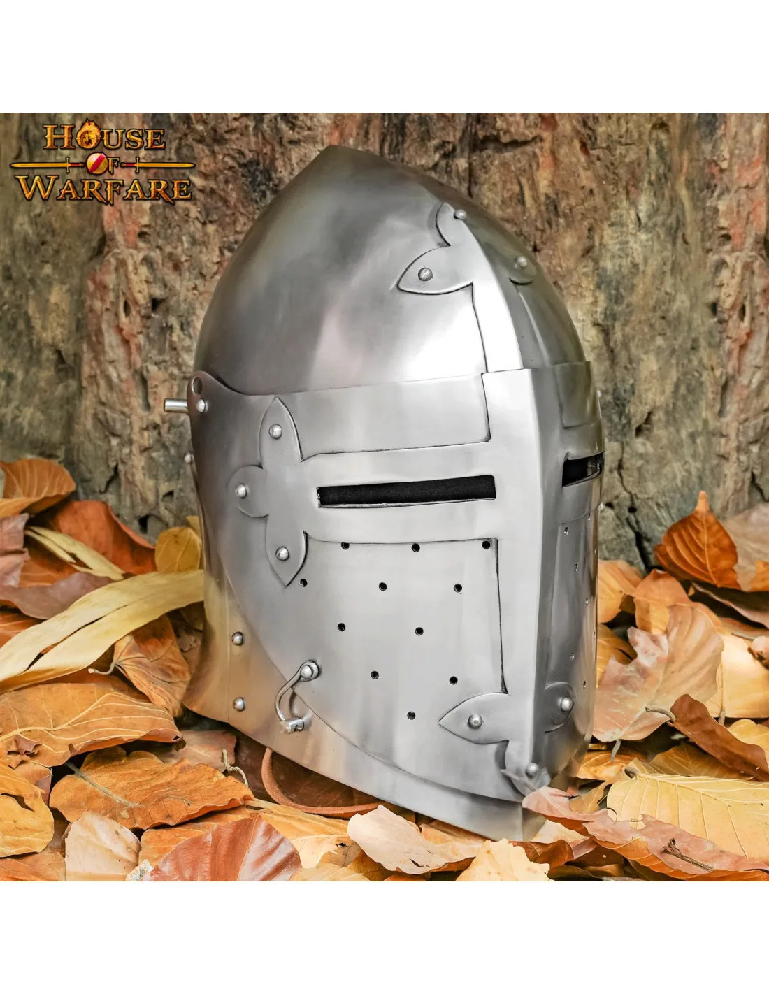 Casco medieval cruzados SugarLoaf con visera, siglo XIV