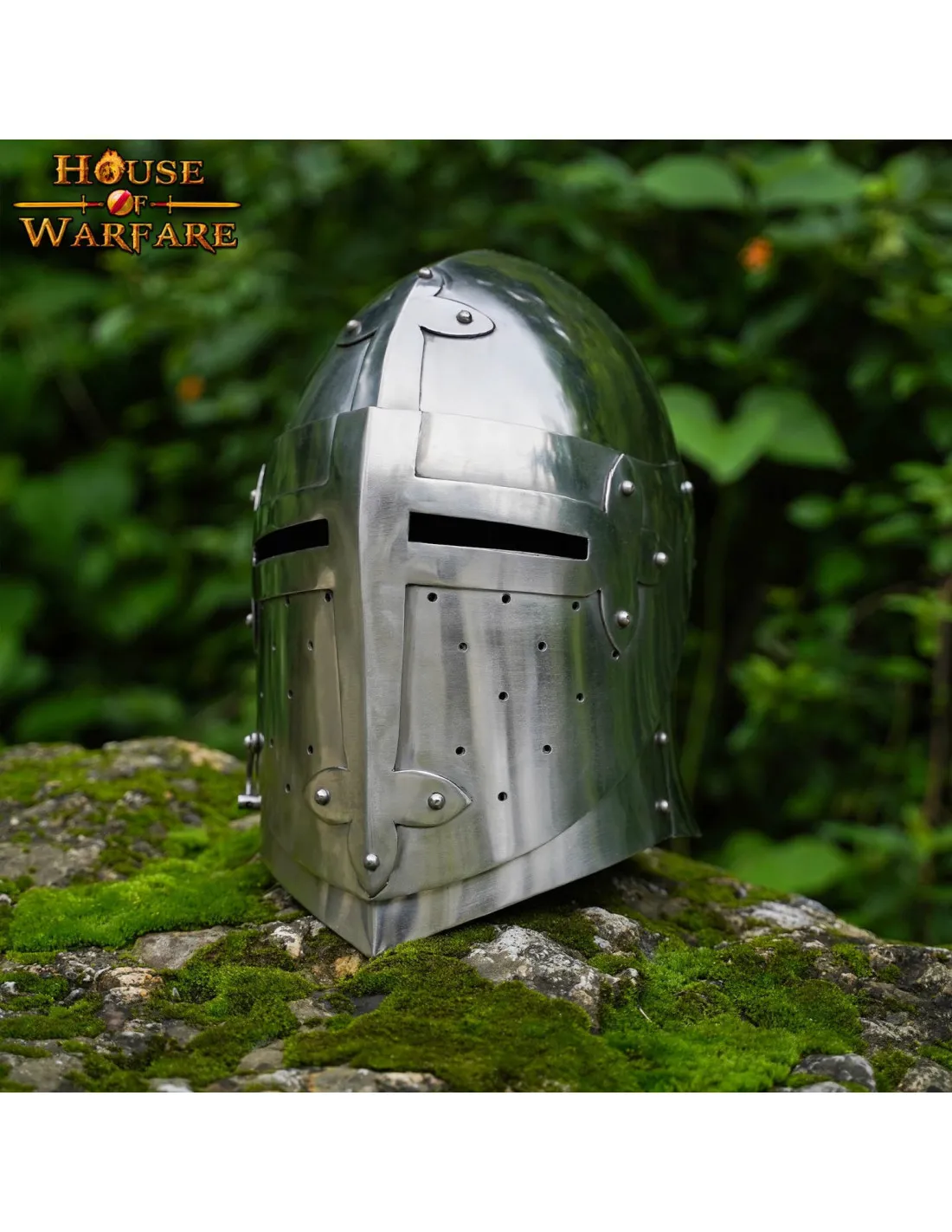 Casco medieval cruzados SugarLoaf con visera, siglo XIV