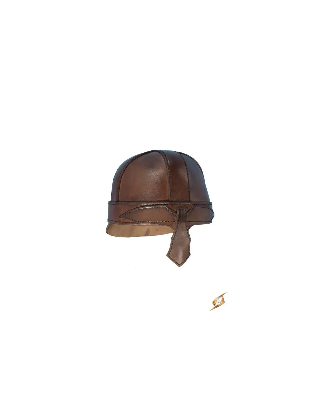 Casco medieval spangenhelm en cuero marrón para LARP