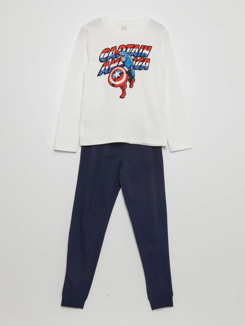 CONJUNTO DE PIJAMA 'CAPITáN AMéRICA' 'MARVEL'  2 PIEZAS  BLANCO
