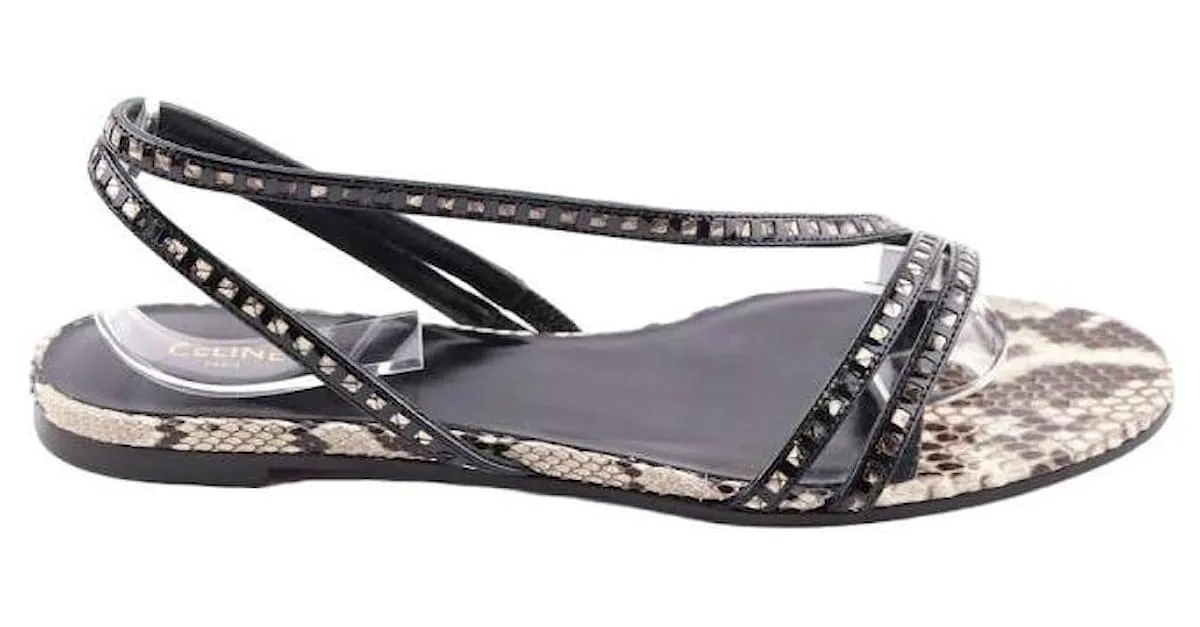 Céline Sandalias de cuero Negro 