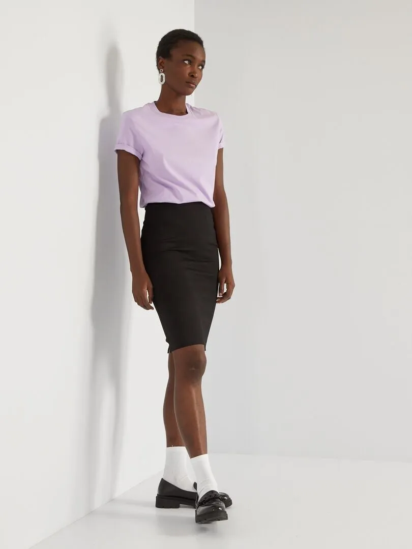 FALDA DE TUBO DE PUNTO MILANO  NEGRO