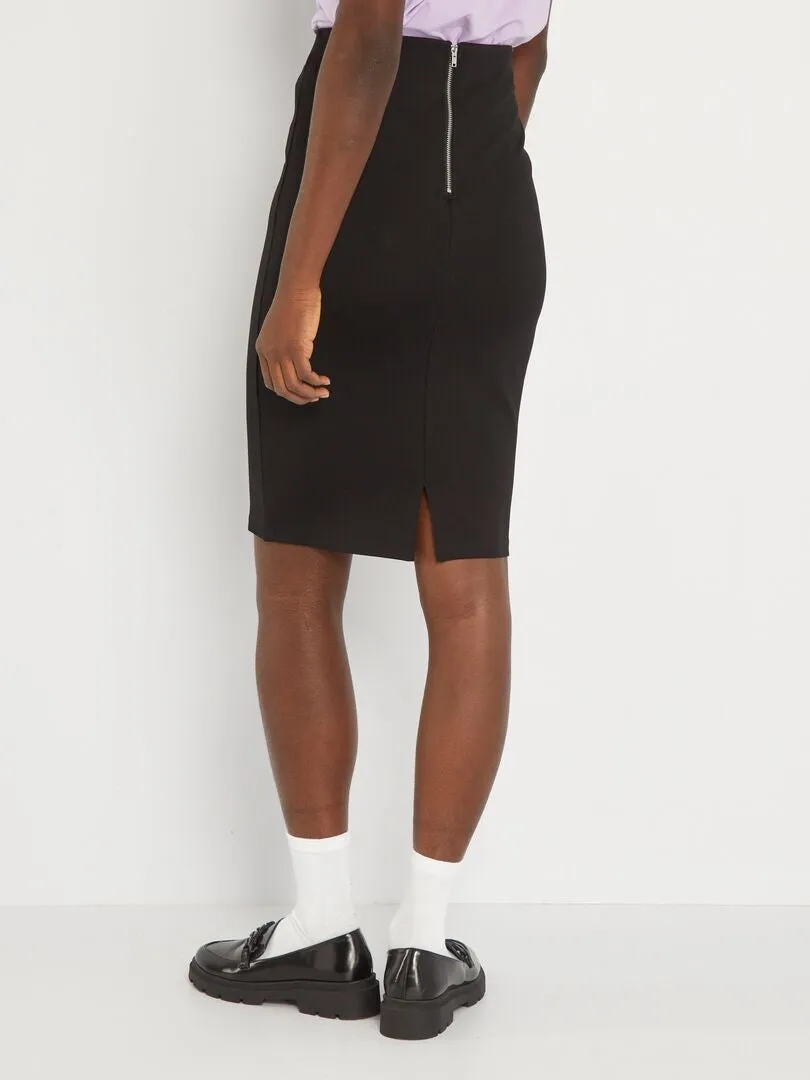 FALDA DE TUBO DE PUNTO MILANO  NEGRO