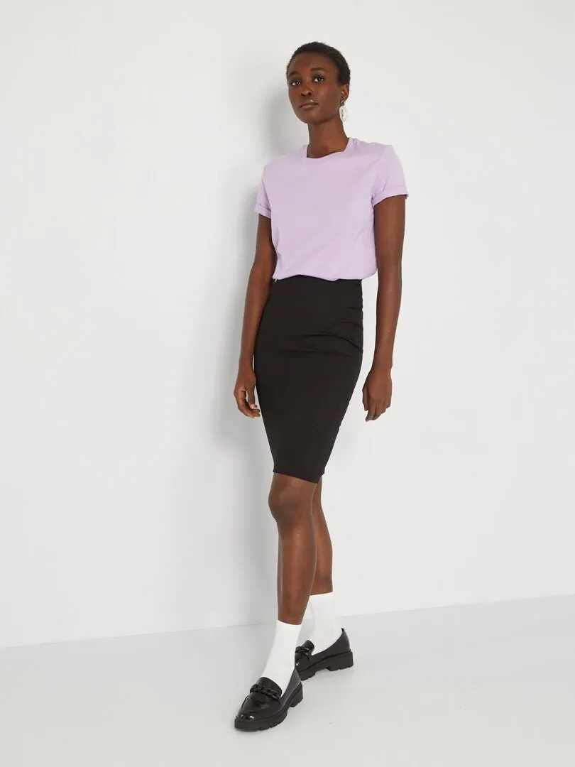 FALDA DE TUBO DE PUNTO MILANO  NEGRO