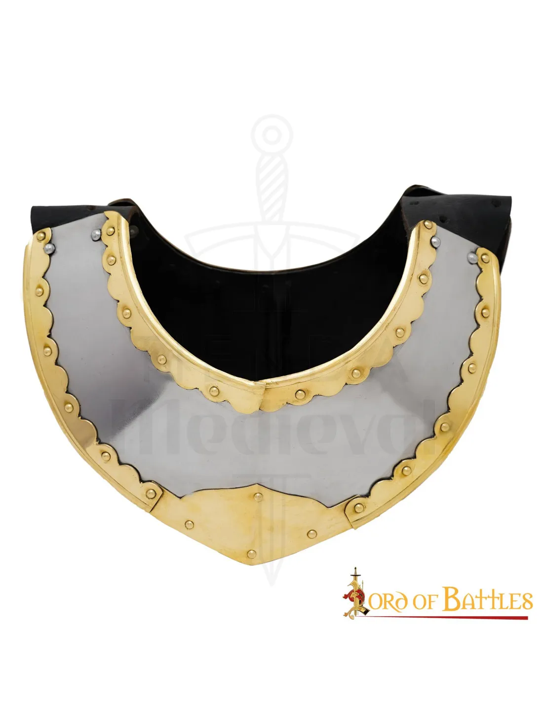 Gorjal medieval acero modelo Húsar con borde latonado