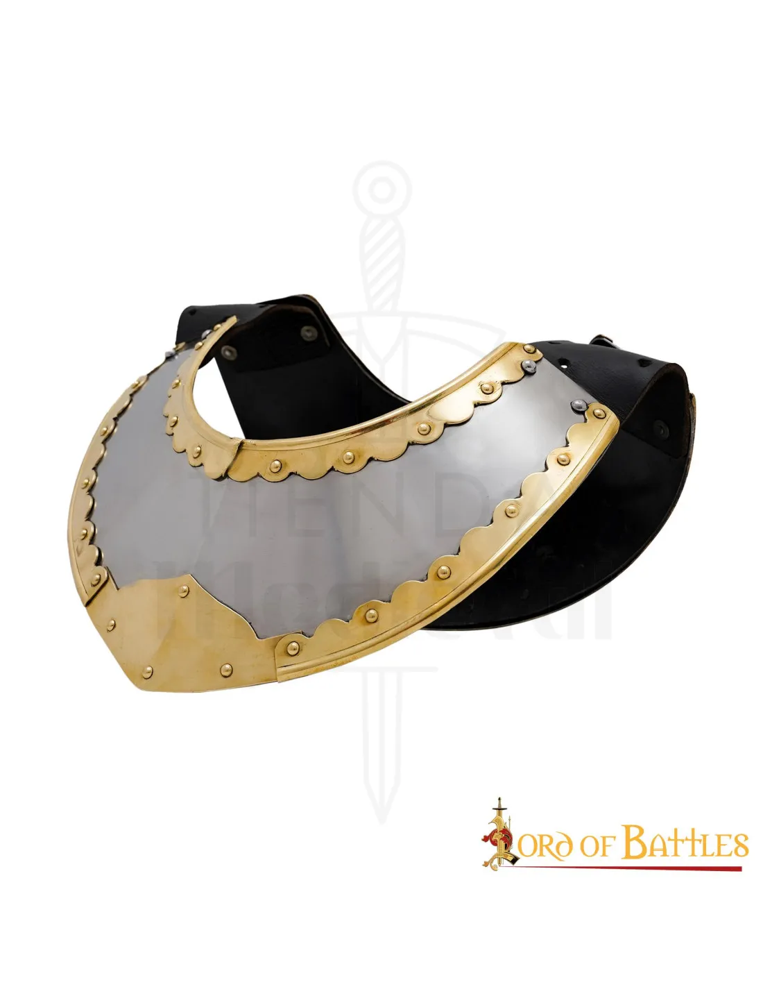 Gorjal medieval acero modelo Húsar con borde latonado