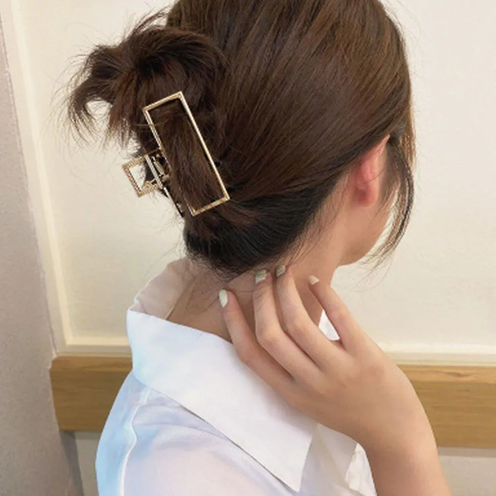 HAIR CLAW 2 PCS CLAW CLIPS HAIR CLAWS METAL GOLDEN NONSLIP 2 PCS.