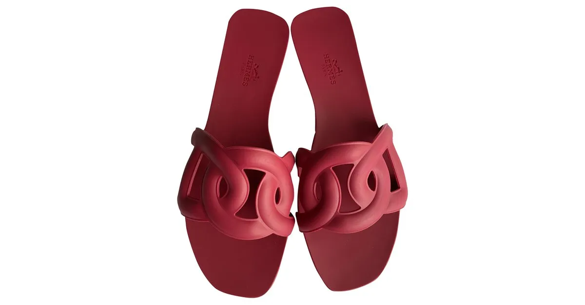 Hermès Sandalias de goma Aloha en Rose Baie Burdeos 