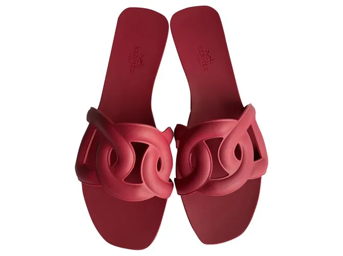 Hermès Sandalias de goma Aloha en Rose Baie Burdeos 