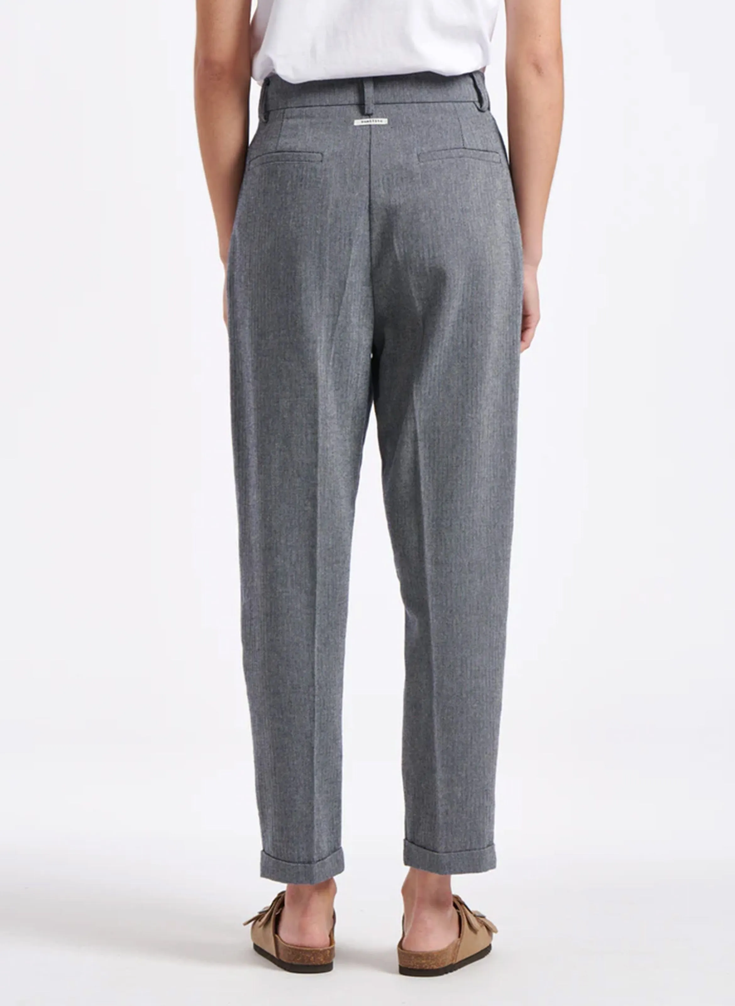 HUMILITY Pantalón de pinzas con estampado de espiga en mezcla de algodón. en azul