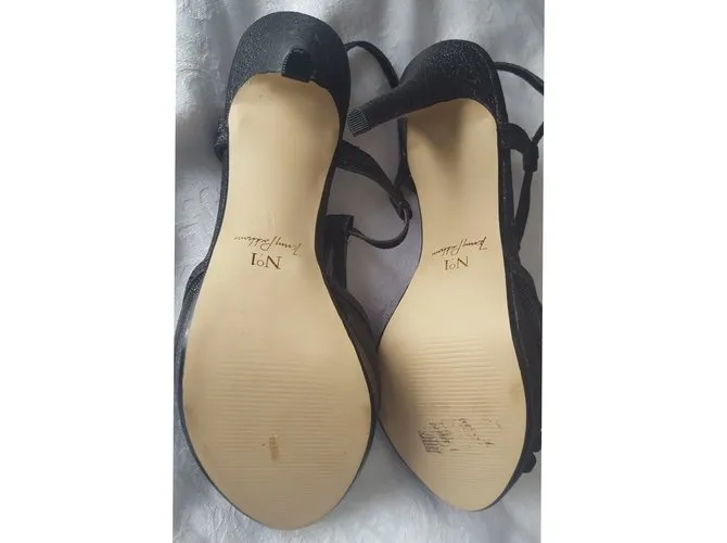 Jenny Packham Sandalias de noche brillo Negro Metálico 