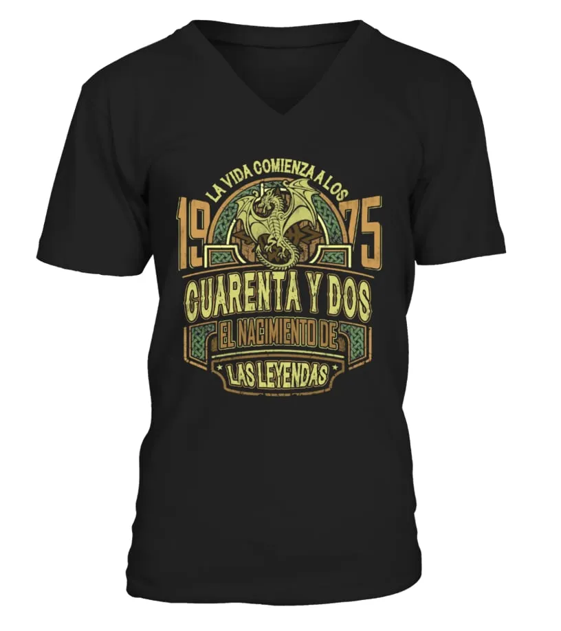 La vida comienza a los 1975 cuarenta y dos, el nacimiento de las leyendas Camiseta cuello en V Unisex