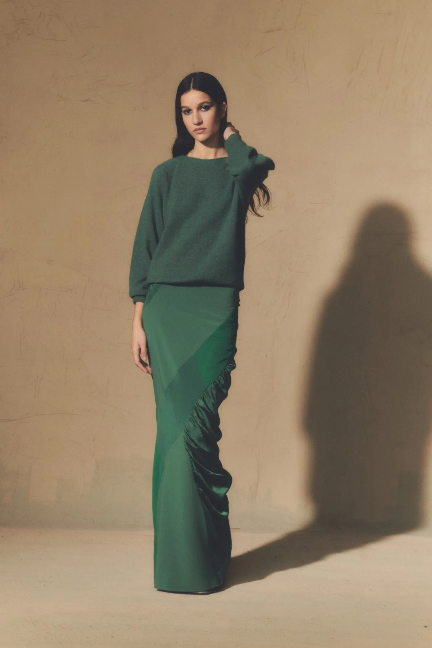 Marlon, green baby alpaca and merino wool sweater