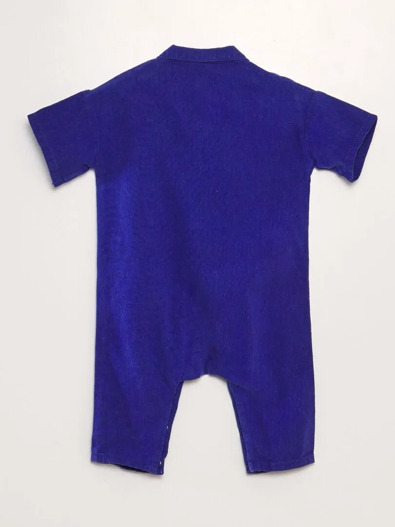 MONO DE MEZCLA DE LINO DE MANGA CORTA  UNISEX  AZUL