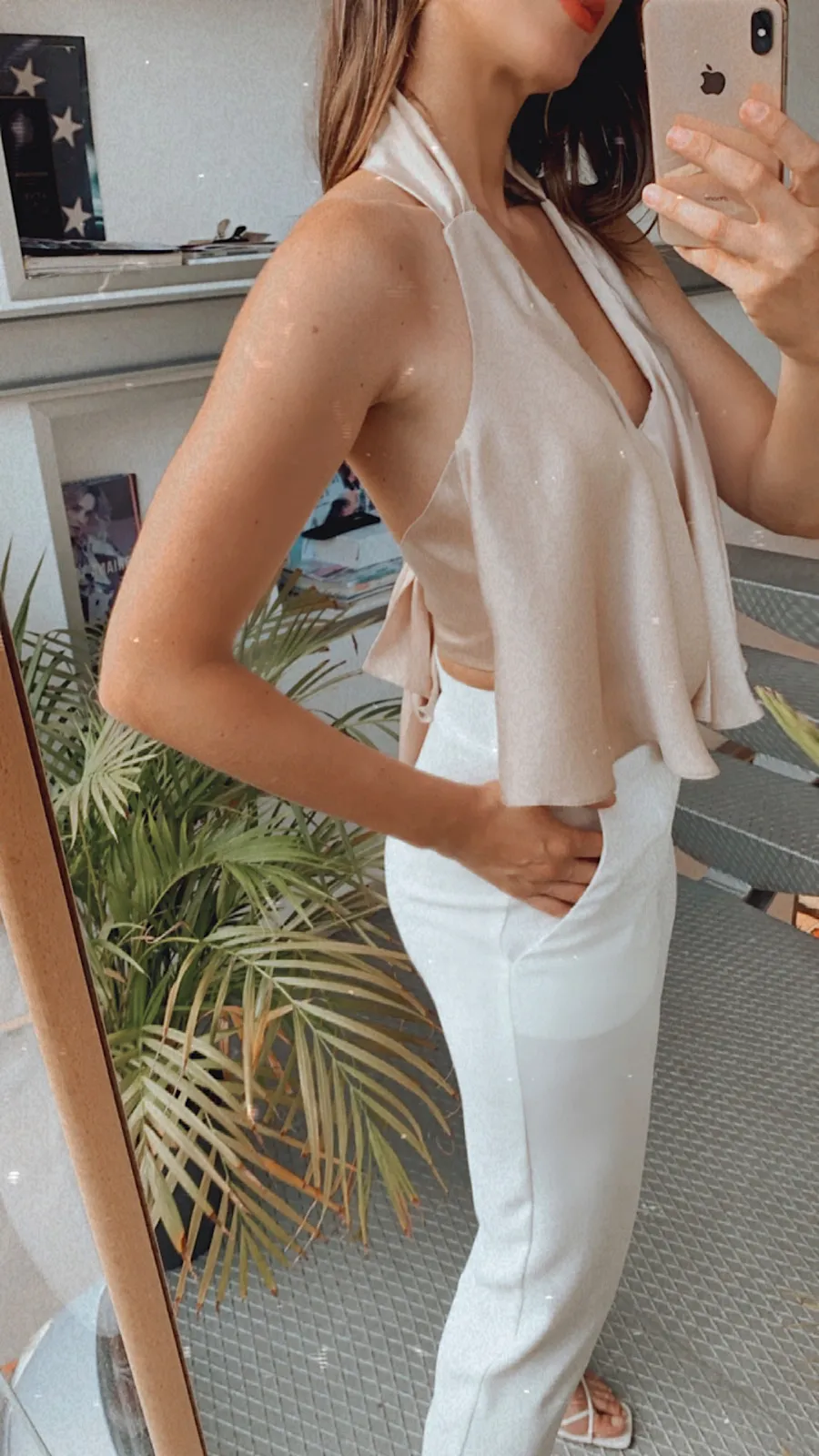 Pantalón Blanco Doble Botón con Cinturón
