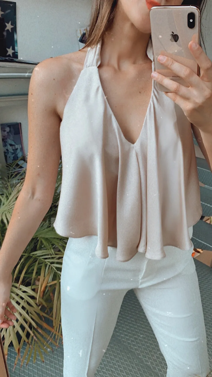 Pantalón Blanco Doble Botón con Cinturón