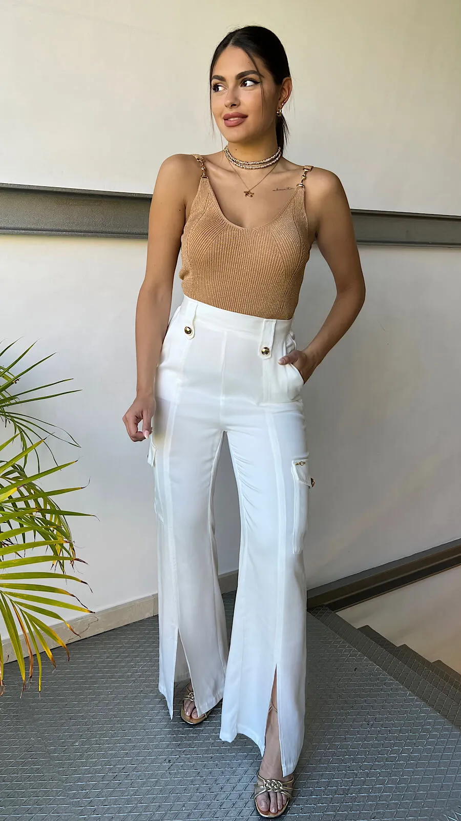 Pantalón Cargo Blanco Luxury(Se Vende En Conjunto)