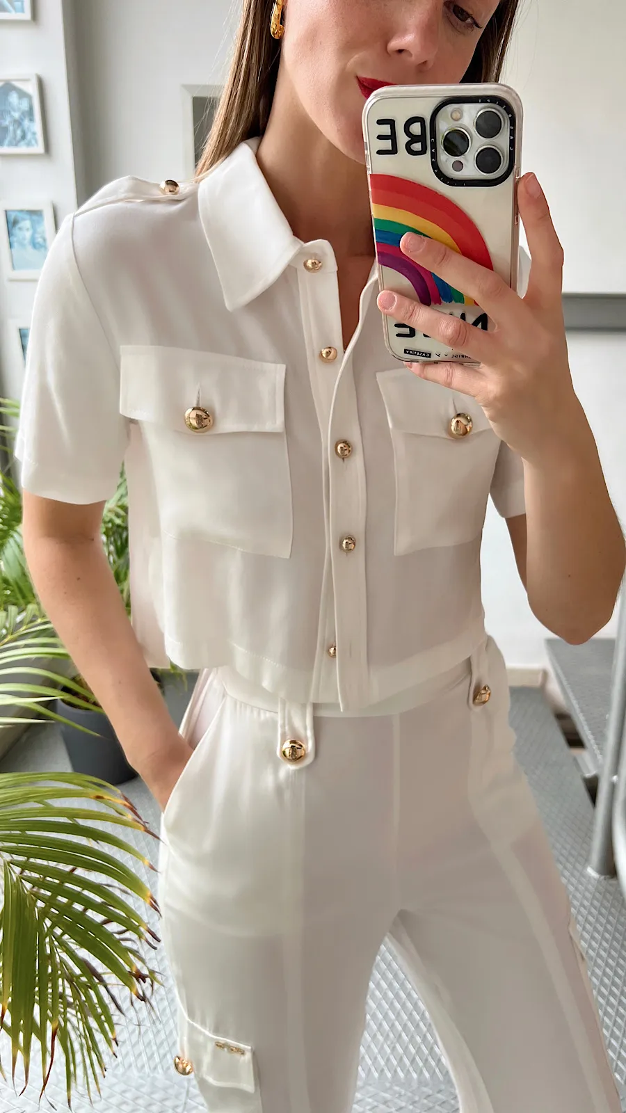 Pantalón Cargo Blanco Luxury(Se Vende En Conjunto)