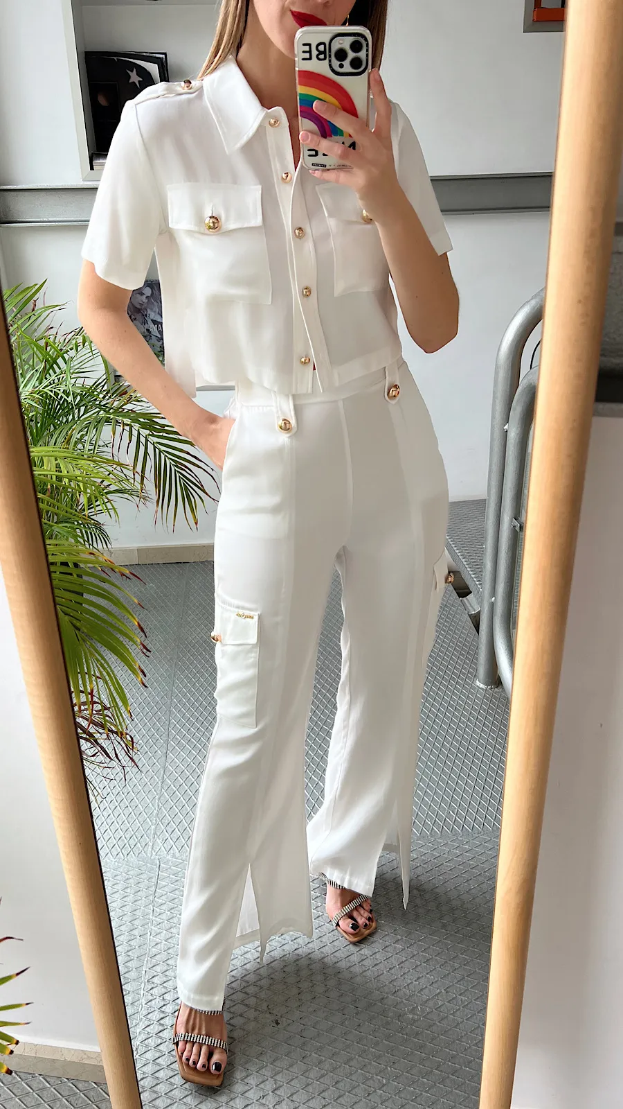 Pantalón Cargo Blanco Luxury(Se Vende En Conjunto)
