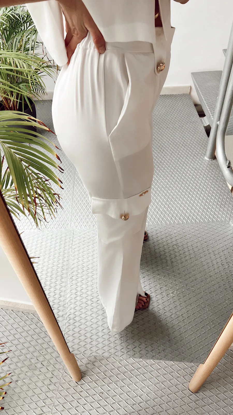 Pantalón Cargo Blanco Luxury(Se Vende En Conjunto)